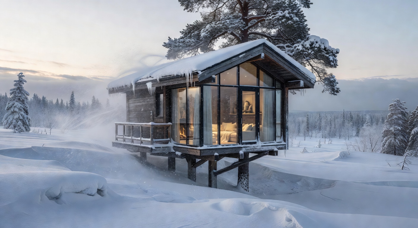 Arctic TreeHouse Hotel luxury suite in snow